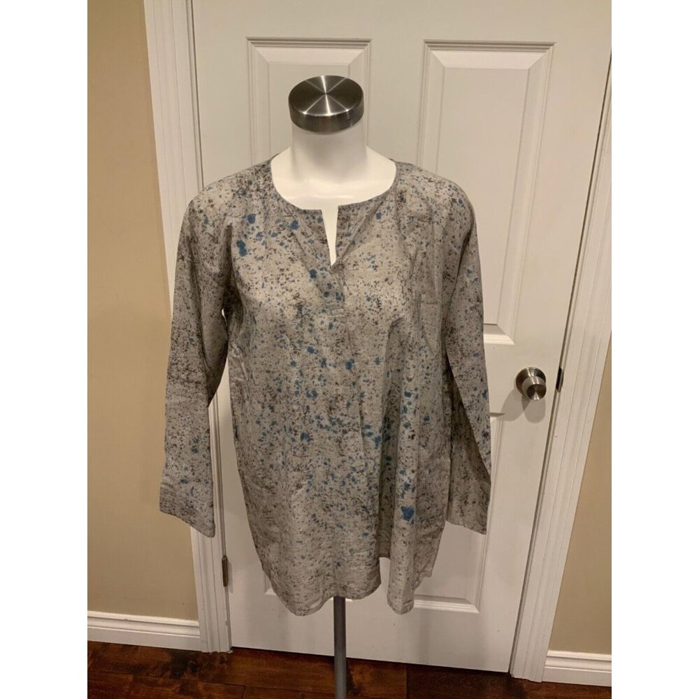 Pure Nature Adiv Gray Splatter Print Anthropologie Brand Tunic,  Size Small